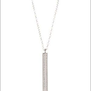 Pave Swarovski Sterling Silver Bar Drop Necklace